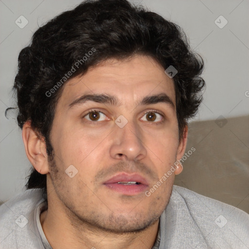 Neutral white adult male with short  brown hair and brown eyes