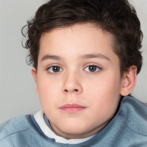 Neutral white child male with short  brown hair and brown eyes