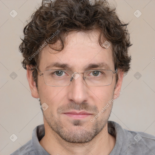 Neutral white adult male with short  brown hair and brown eyes