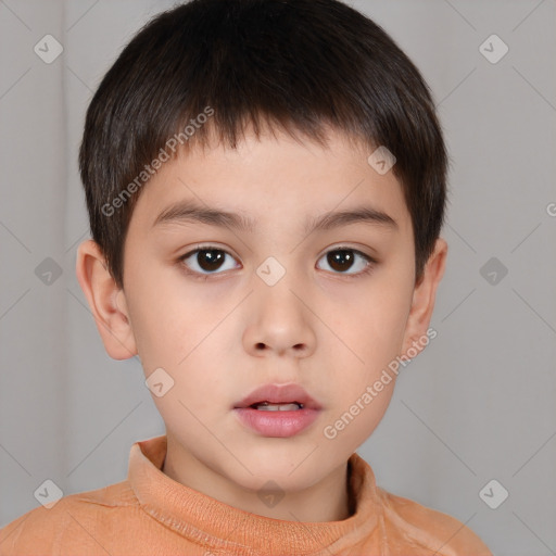 Neutral white child male with short  brown hair and brown eyes