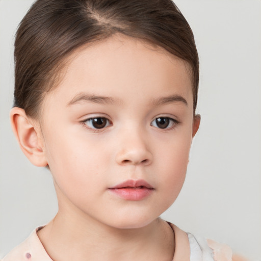 Neutral white child female with short  brown hair and brown eyes