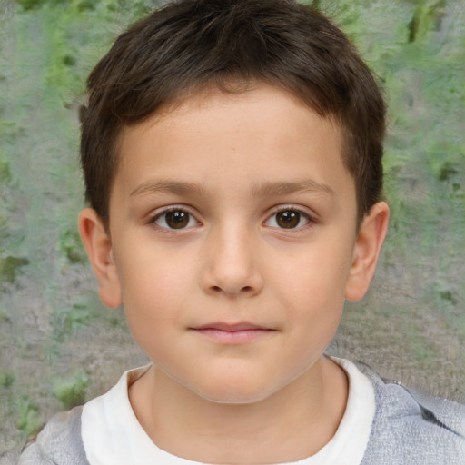 Neutral white child male with short  brown hair and brown eyes