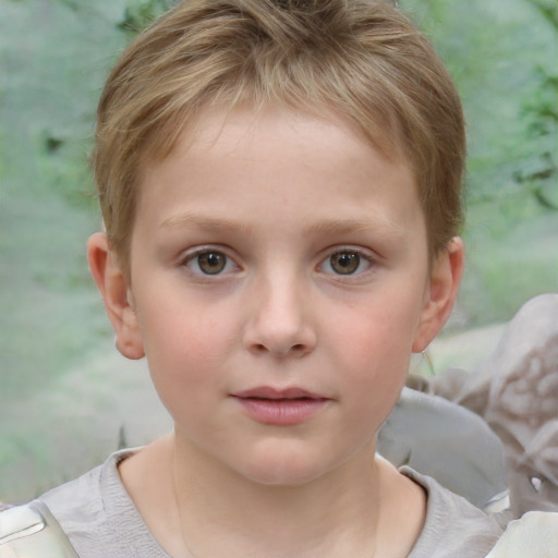 Neutral white child female with short  brown hair and brown eyes