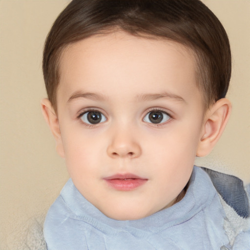 Neutral white child female with short  brown hair and brown eyes