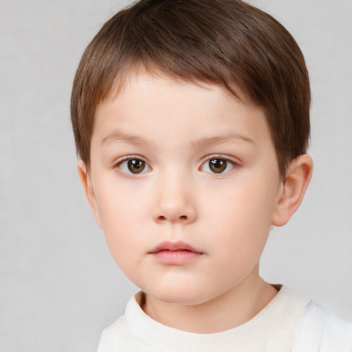 Neutral white child male with short  brown hair and brown eyes