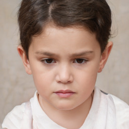 Neutral white child female with short  brown hair and brown eyes