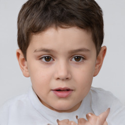 Neutral white child male with short  brown hair and brown eyes