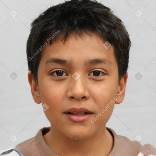 Neutral white child male with short  brown hair and brown eyes