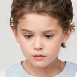 Neutral white child female with short  brown hair and brown eyes