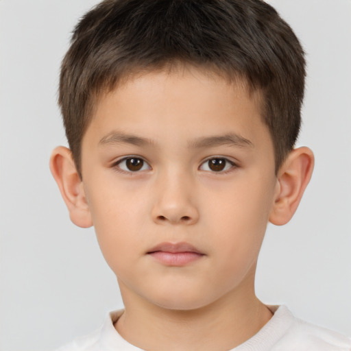 Neutral white child male with short  brown hair and brown eyes