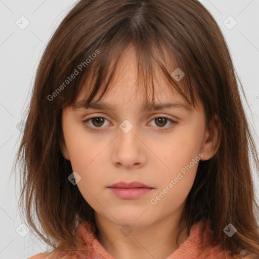 Neutral white child female with medium  brown hair and brown eyes