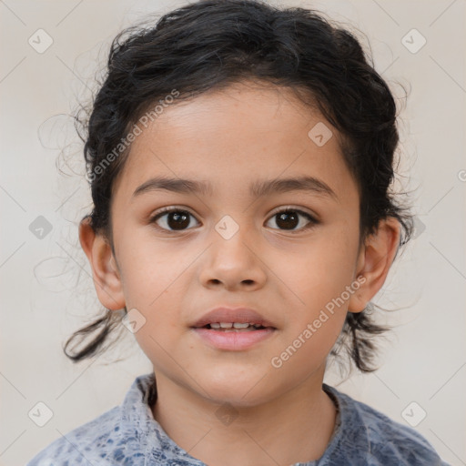 Neutral white child female with medium  brown hair and brown eyes