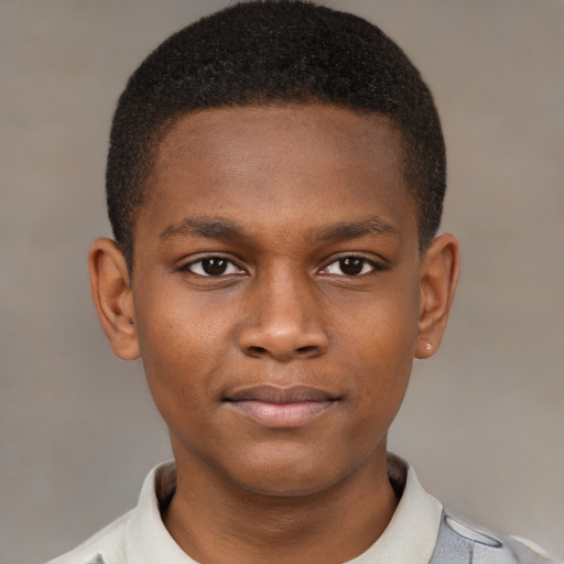 Neutral black young-adult male with short  brown hair and brown eyes