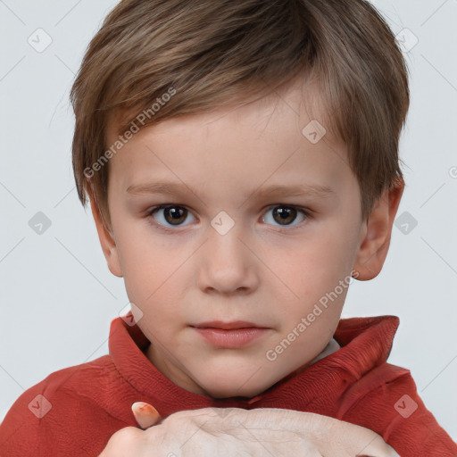 Neutral white child male with short  brown hair and brown eyes