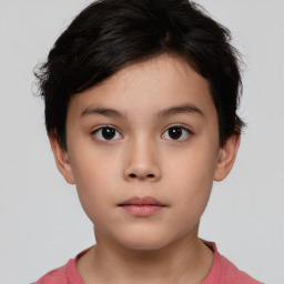 Neutral white child female with short  brown hair and brown eyes