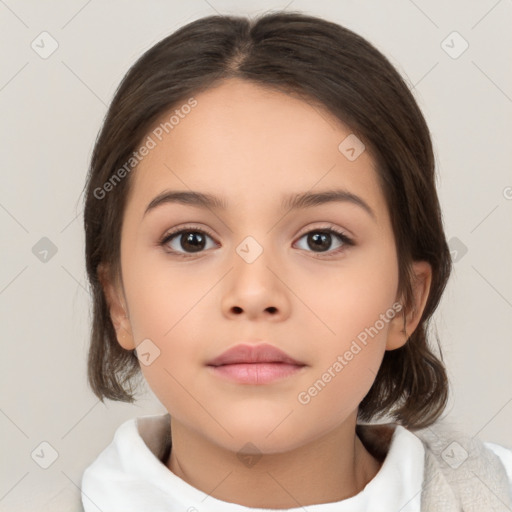 Neutral white child female with medium  brown hair and brown eyes