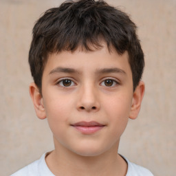 Neutral white child male with short  brown hair and brown eyes