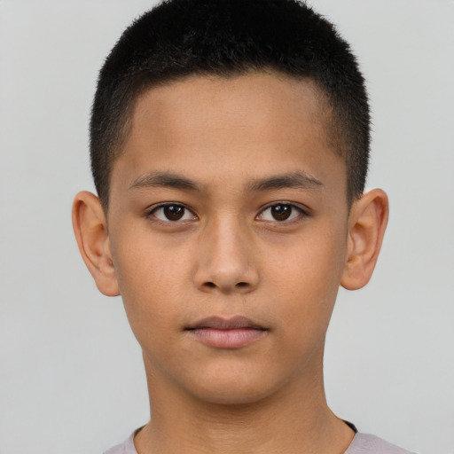 Neutral white child male with short  brown hair and brown eyes