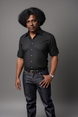 African american middle-aged male with  black hair