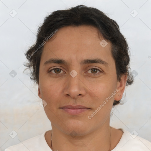 Neutral white adult male with short  brown hair and brown eyes