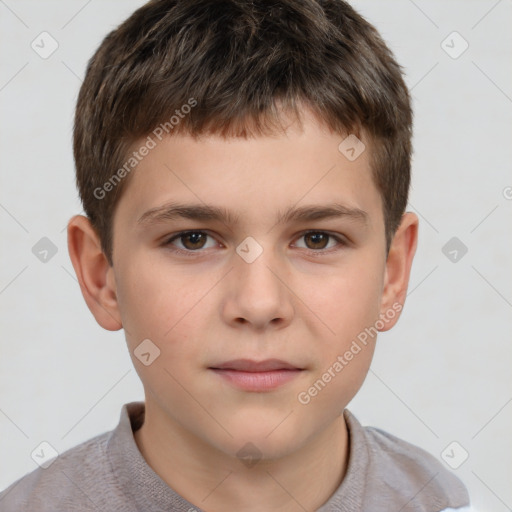 Neutral white child male with short  brown hair and brown eyes