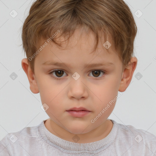 Neutral white child male with short  brown hair and brown eyes