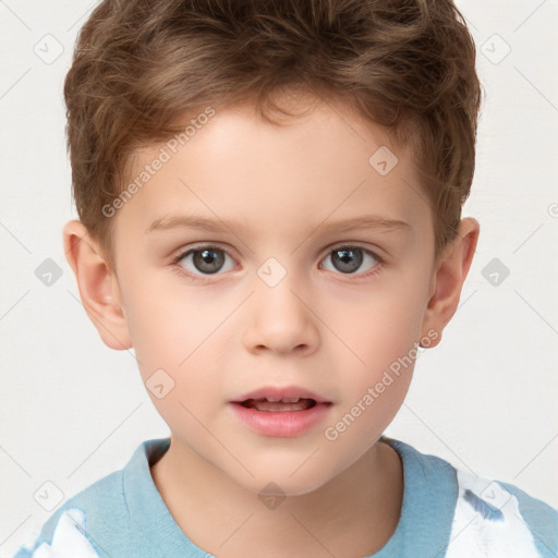 Neutral white child male with short  brown hair and brown eyes