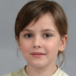 Neutral white child female with medium  brown hair and brown eyes