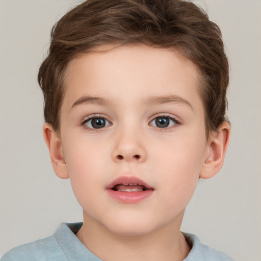 Neutral white child female with short  brown hair and brown eyes