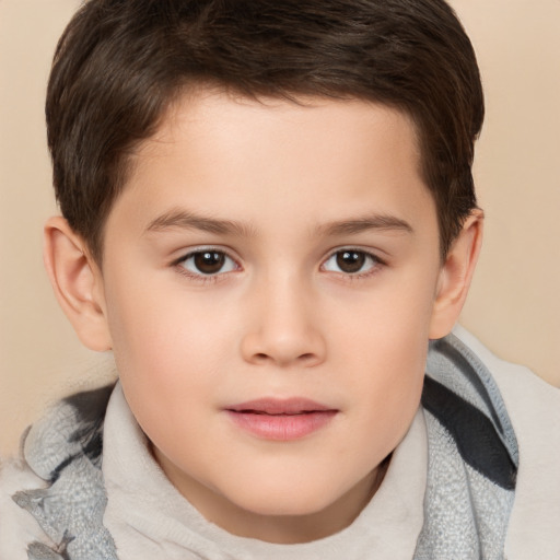 Neutral white child male with short  brown hair and brown eyes