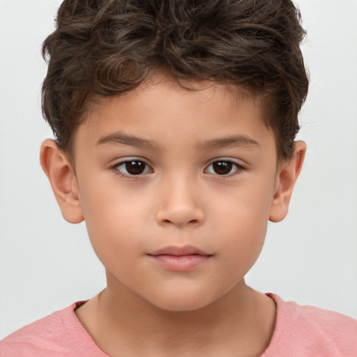 Neutral white child male with short  brown hair and brown eyes