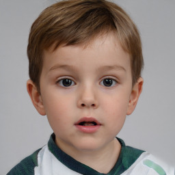 Neutral white child male with short  brown hair and brown eyes