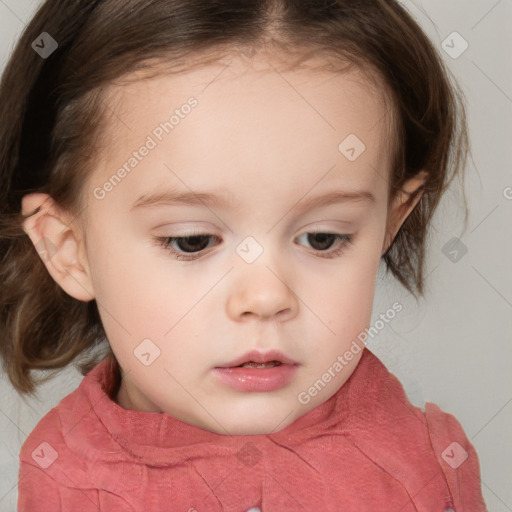 Neutral white child female with medium  brown hair and brown eyes