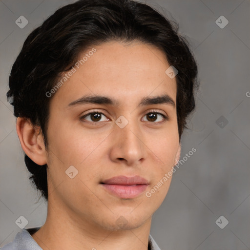 Neutral white young-adult male with medium  brown hair and brown eyes