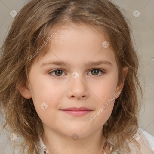 Neutral white child female with medium  brown hair and brown eyes