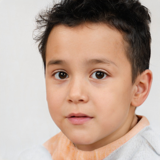 Neutral white child male with short  brown hair and brown eyes