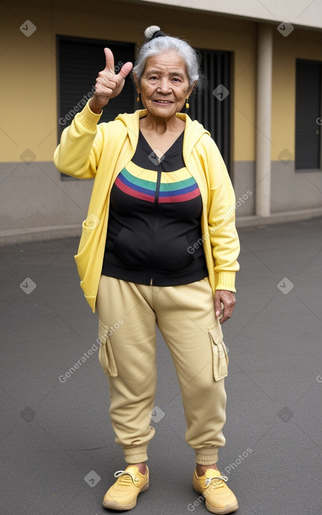 Bolivian elderly female with  black hair