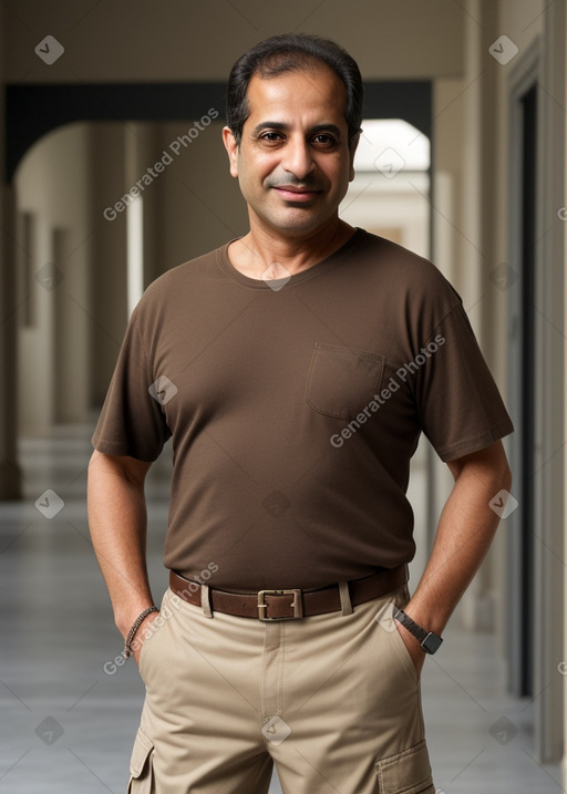 Arab middle-aged male with  brown hair