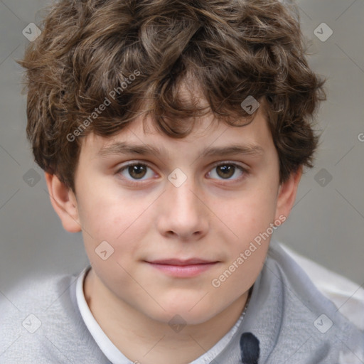 Neutral white child male with short  brown hair and brown eyes