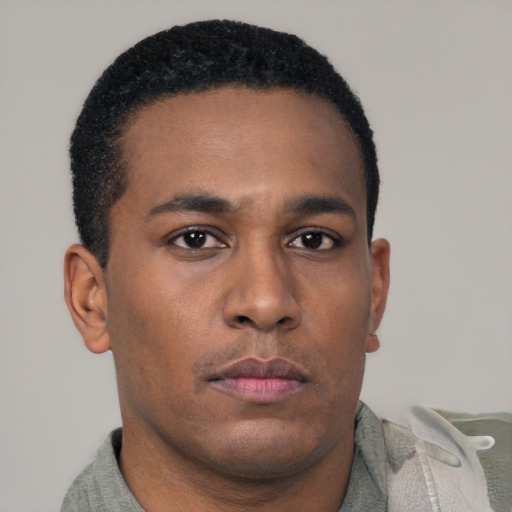 Neutral latino young-adult male with short  brown hair and brown eyes