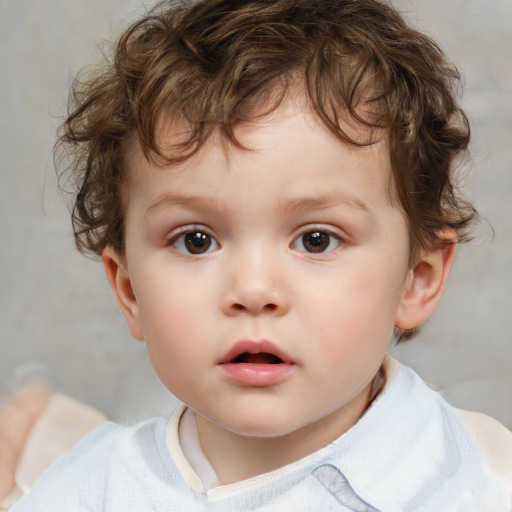 Neutral white child male with short  brown hair and brown eyes