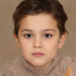 Neutral white child female with short  brown hair and brown eyes