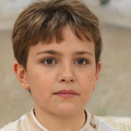 Neutral white child female with short  brown hair and brown eyes