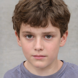 Neutral white child male with short  brown hair and grey eyes