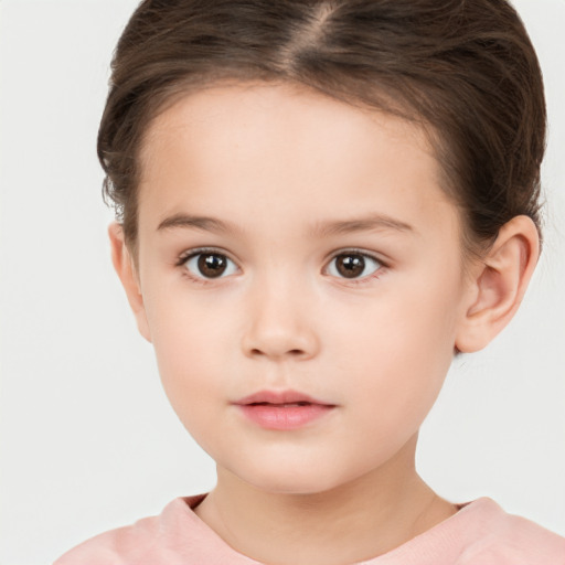 Neutral white child female with short  brown hair and brown eyes