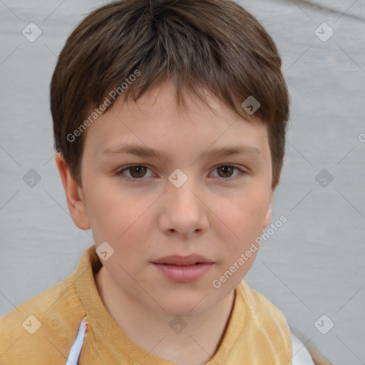 Neutral white child female with short  brown hair and brown eyes