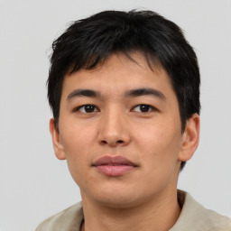 Neutral asian young-adult male with short  brown hair and brown eyes