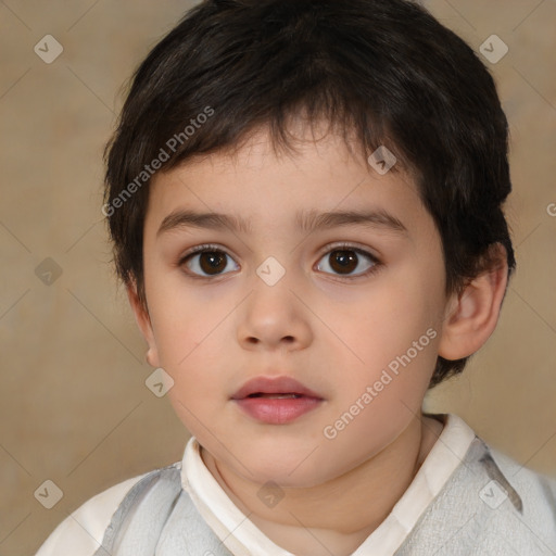 Neutral white child male with short  brown hair and brown eyes