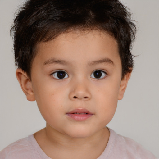 Neutral white child female with short  brown hair and brown eyes