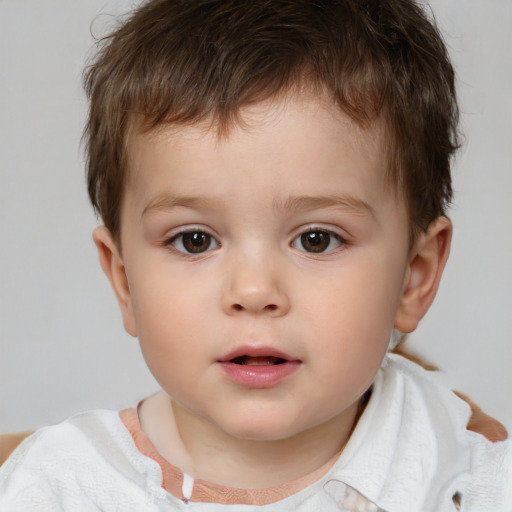 Neutral white child male with short  brown hair and brown eyes